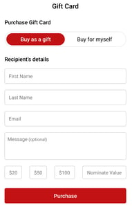 Loyalty portal - gift card purchase