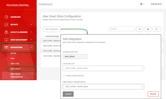 assign stores to uber direct