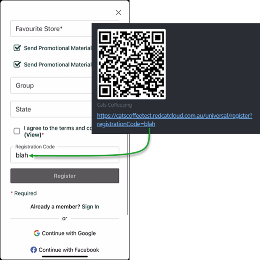 Referral Tracking in App via Registration Codes