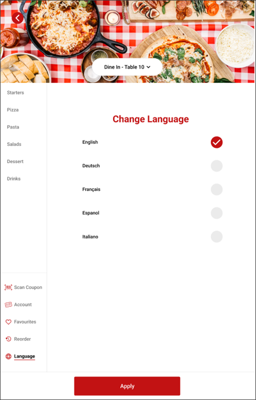 Change language selection on kiosk