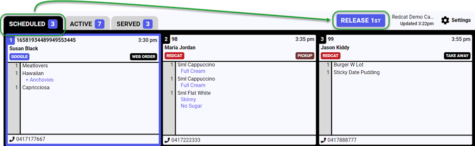 quick action - scheduled